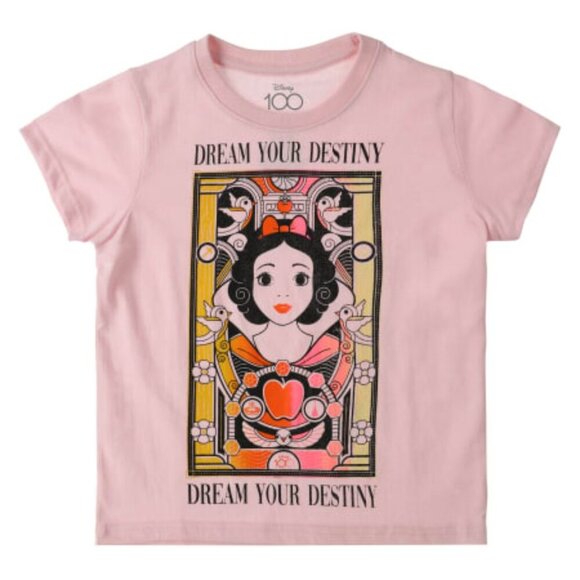 Disney Snow White Dream Your Destiny Kids Light Pink T-Shirt Small - Picture 1 of 4